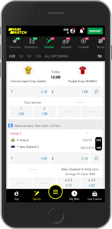 Mobile app from PariMatch sport