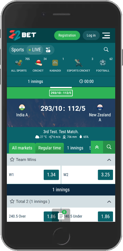 #2 kabaddi Betting app - 22Bet