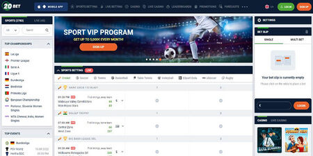 Website #4 in instant withdrawal betting sites – 20Bet