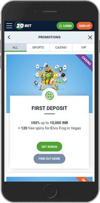 20bet mobile app - promo page