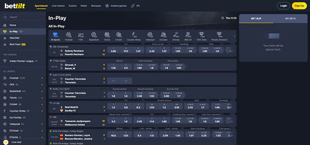 Screenshot of the Bettilt LIVE betting page
