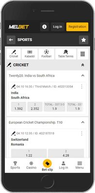 Melbet mobile app - sports page