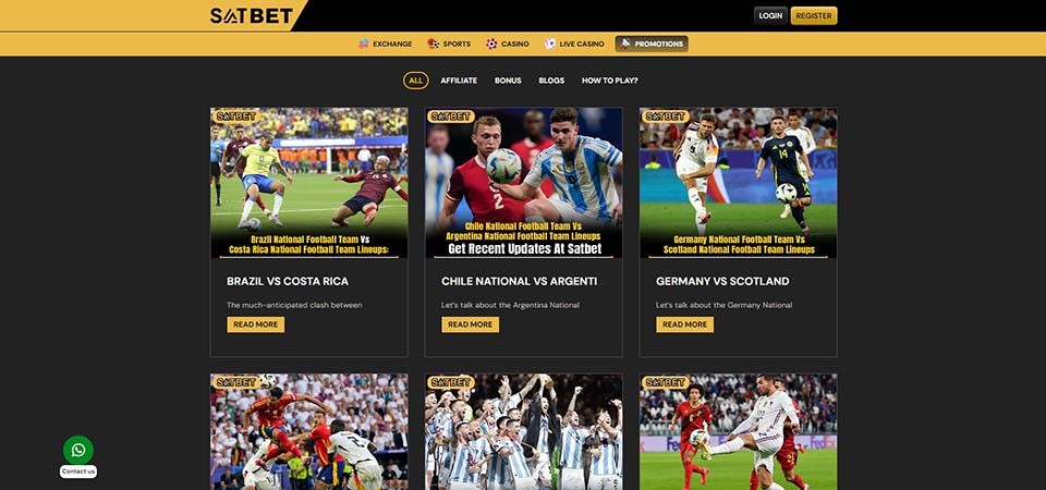 Screenshot of the satbet promo page