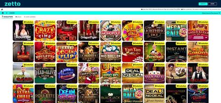 Screenshot of the Zetto Casino page