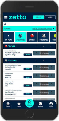Mobile screenshot of the Zetto sport page