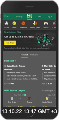 Bet365 mobile app - sports page