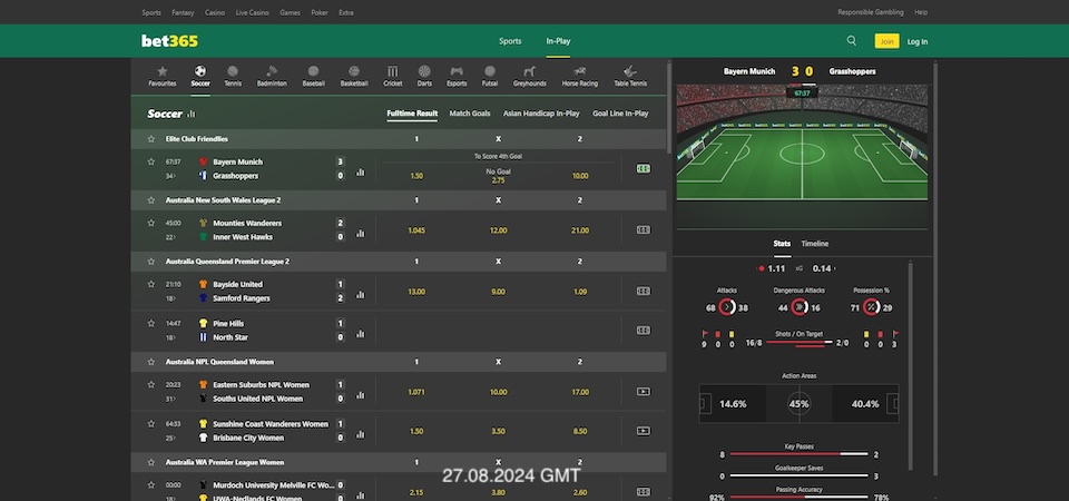 bet365 live betting page